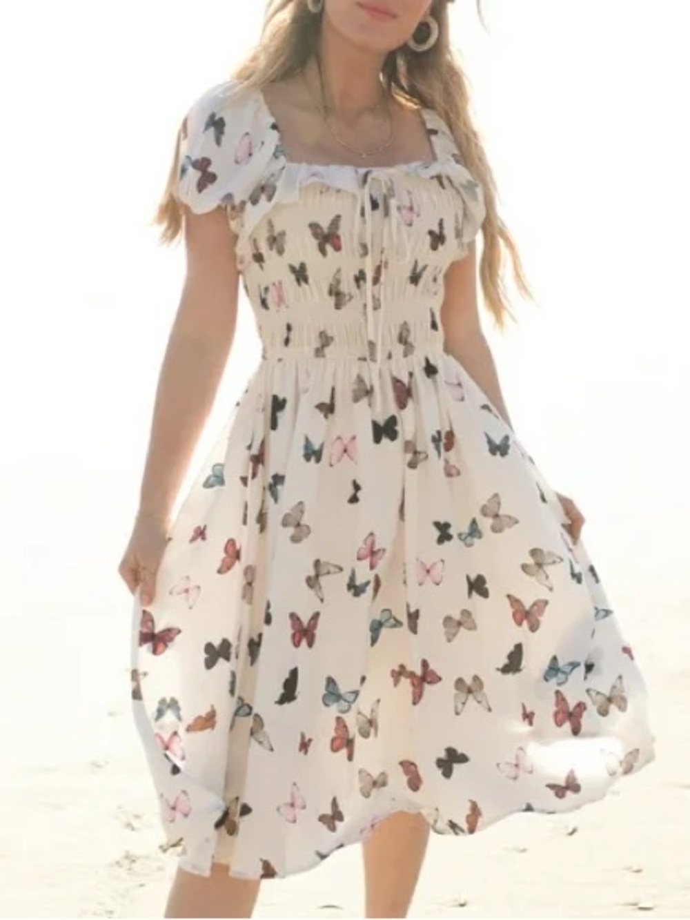 Ivy City Co Mariposa Butterfly Romantic Boho Midi Dress XXL